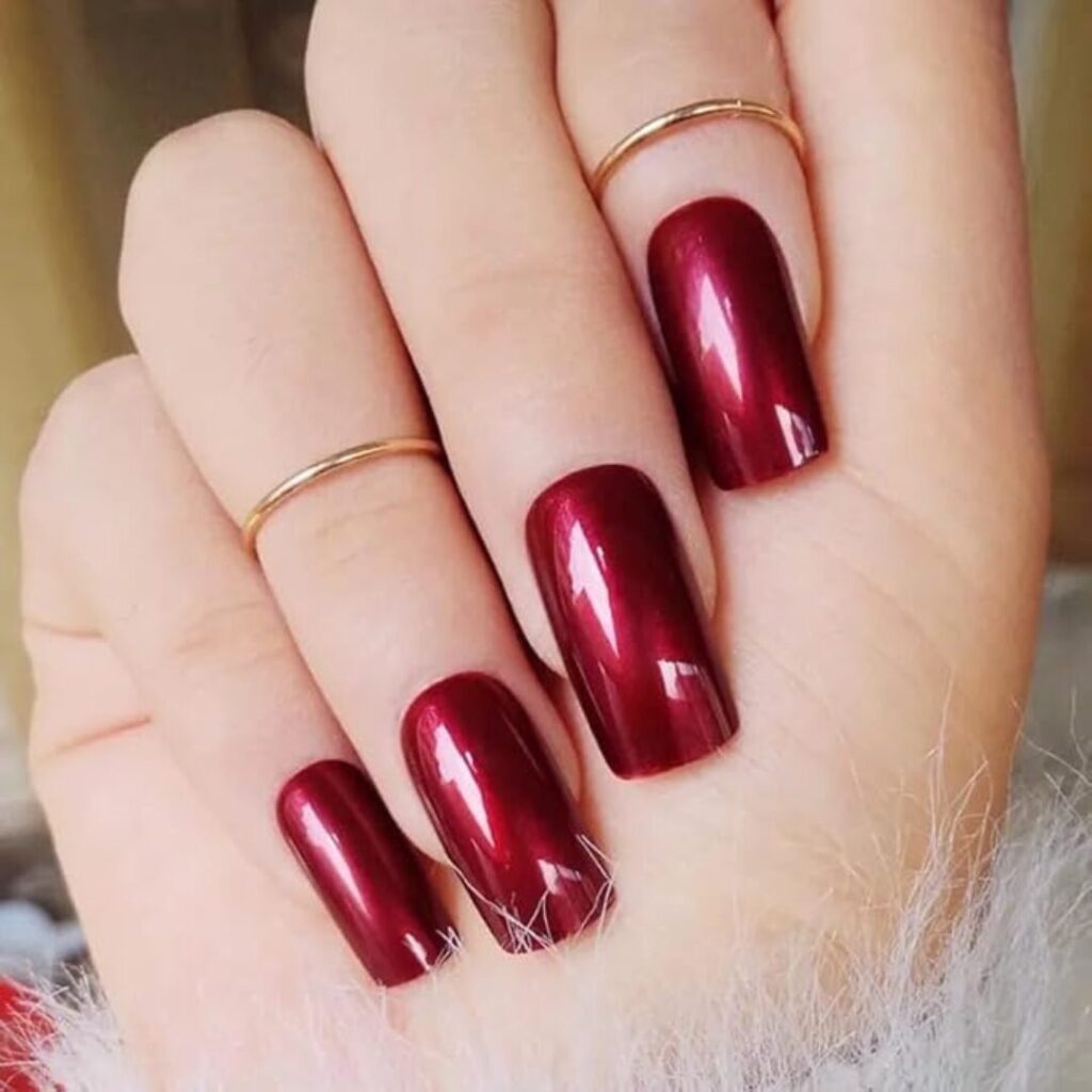 high class nails -dark red burgundy