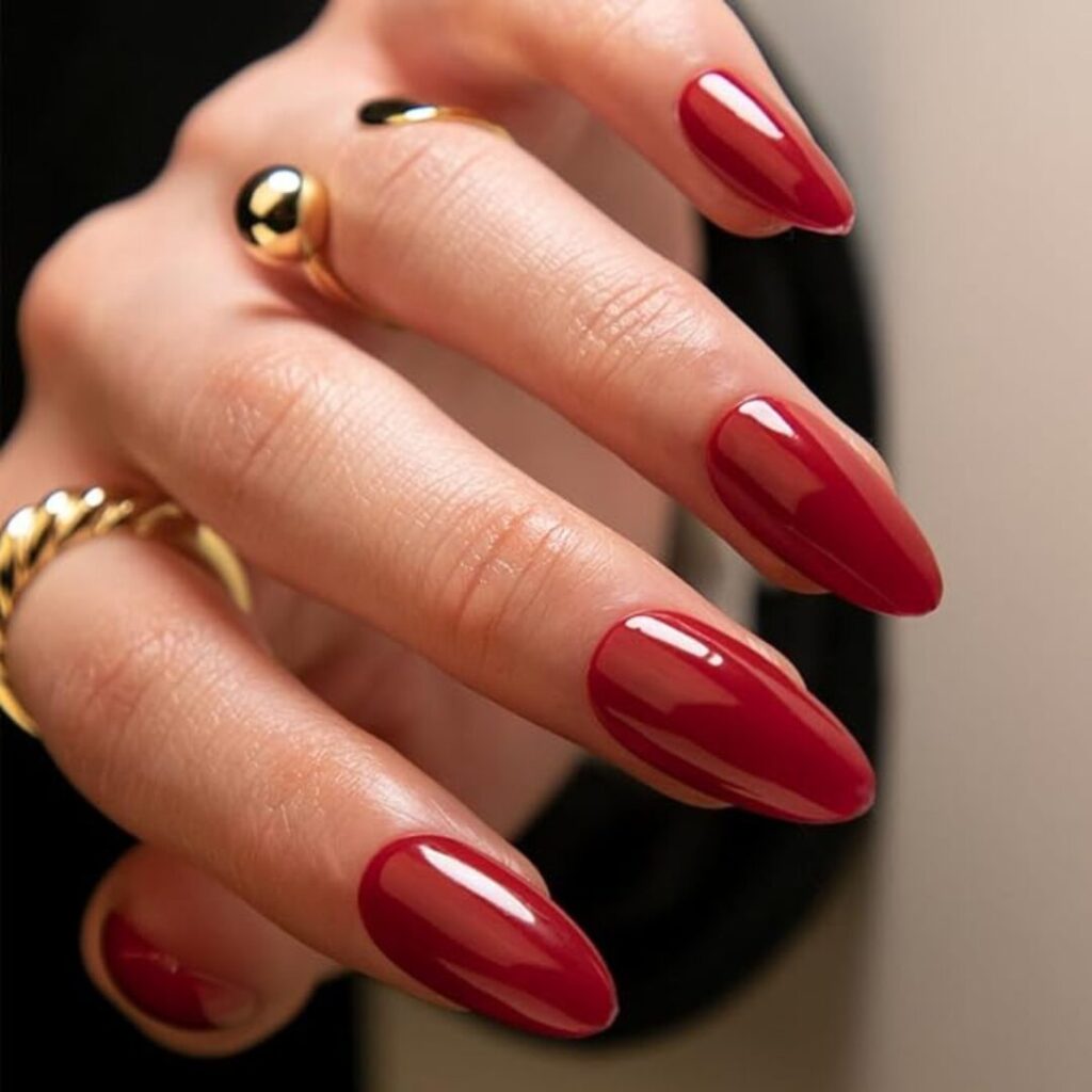 high class nails -glossy red