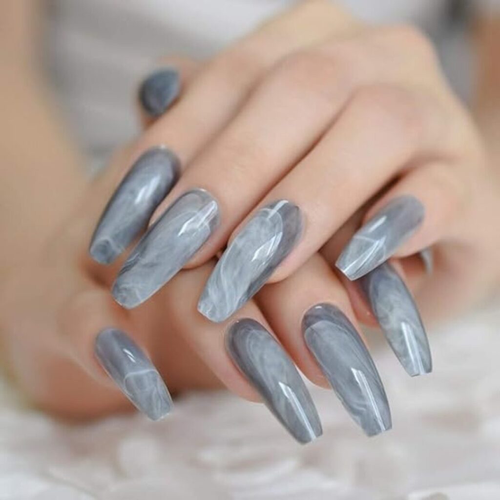 high class nails -Grandma Gray Marble