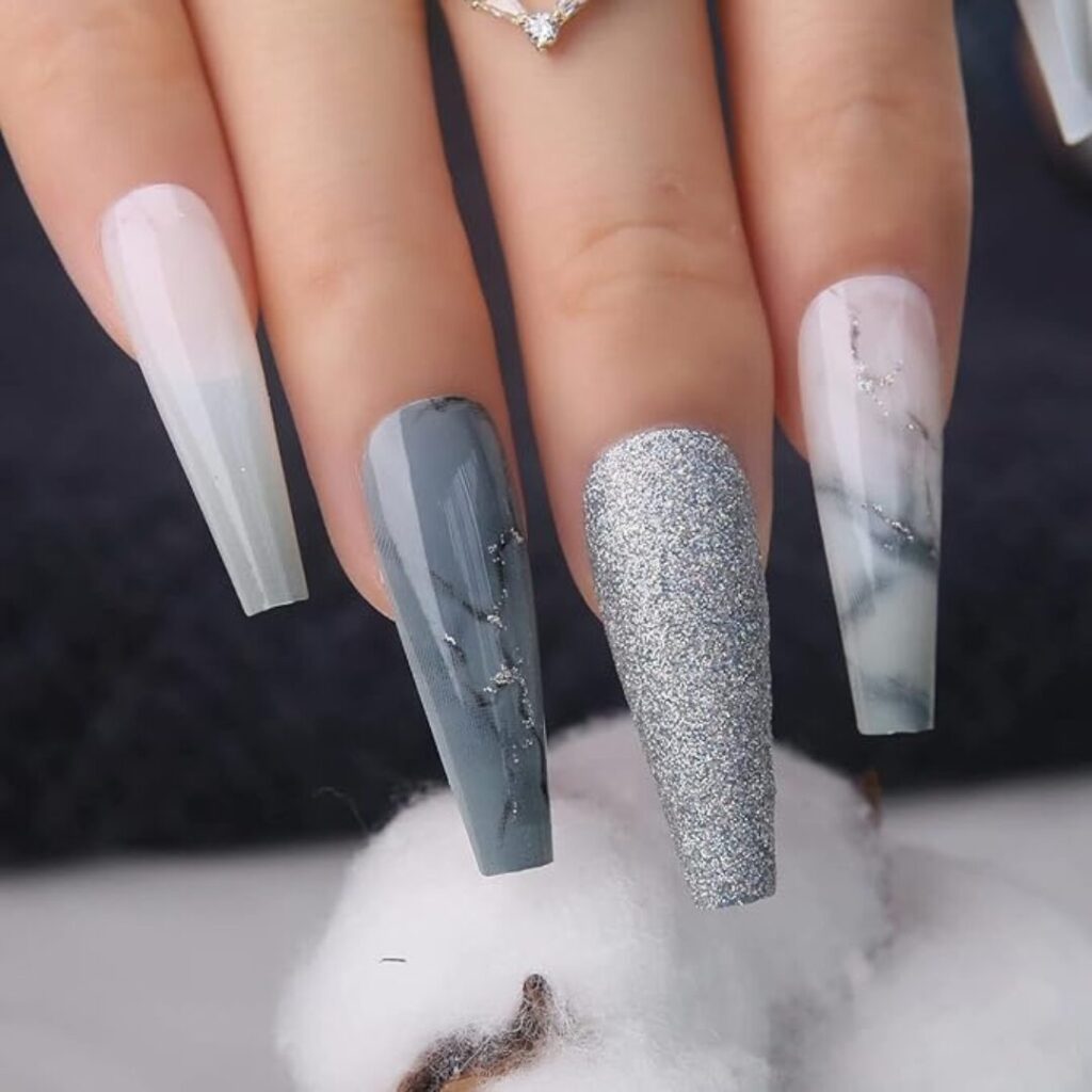 high class nails -Gray Marble Gradient