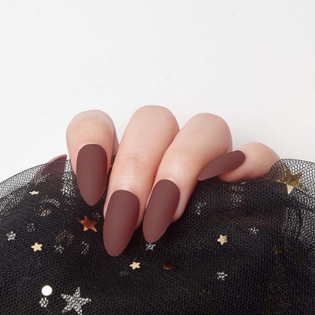 matte burgundy -high class nails