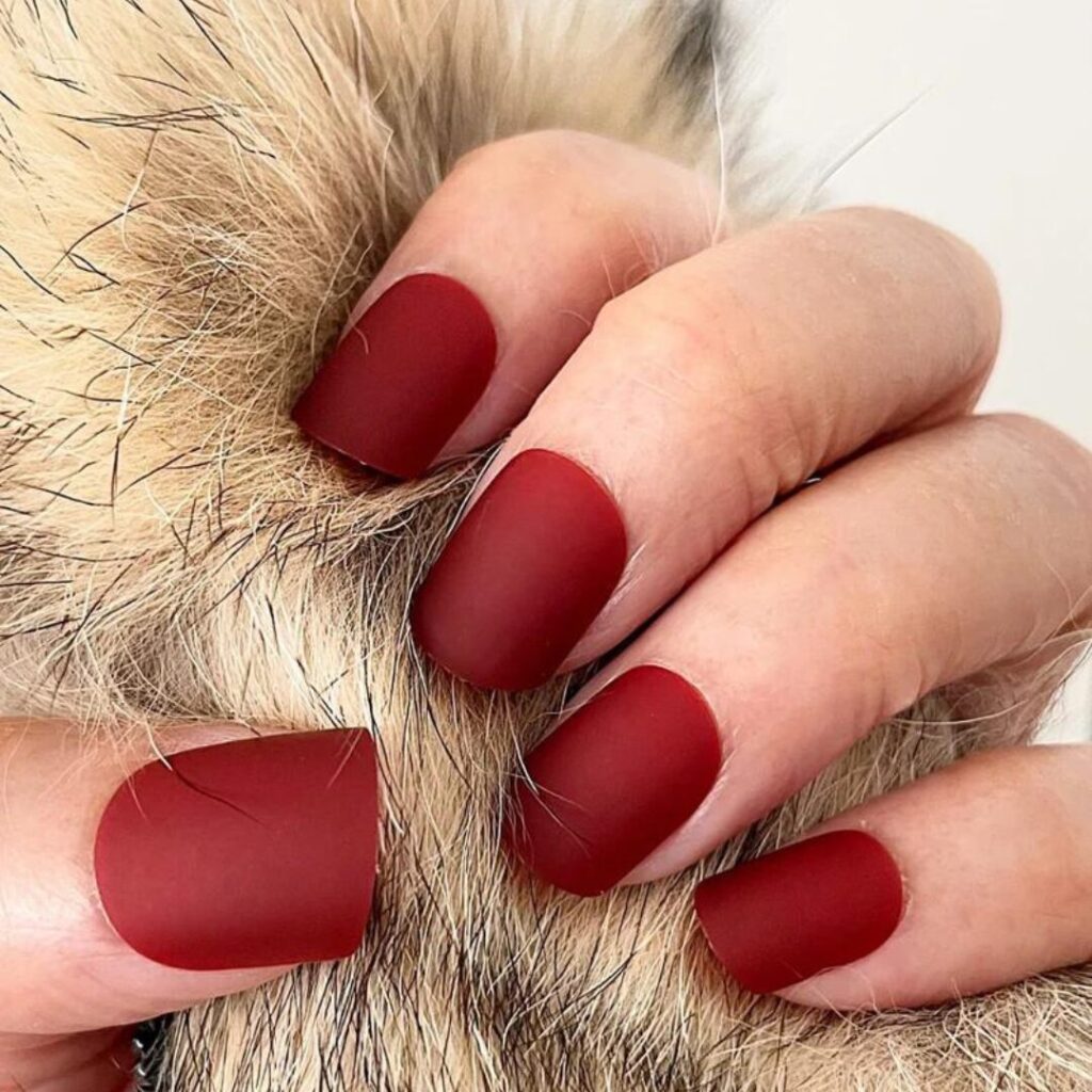 high class nails -matte red