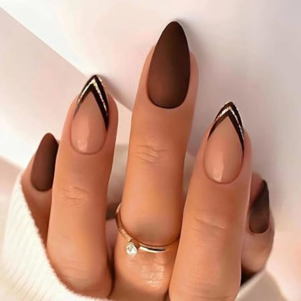 Brown Triangle Nails - 