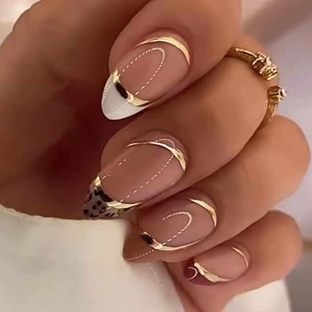 Gold Swirl Stiletto - 24 Stunning Brown Nail Designs for Fall