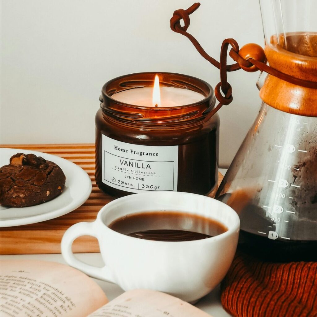 book, coffee, candle, cookie -Stress Management 14 Simple Techniques and Strategies