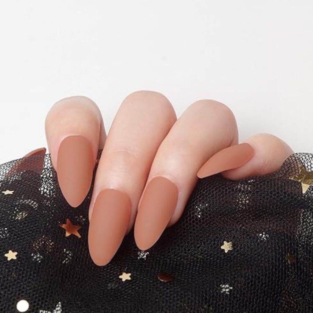 matte peach orange nails - 