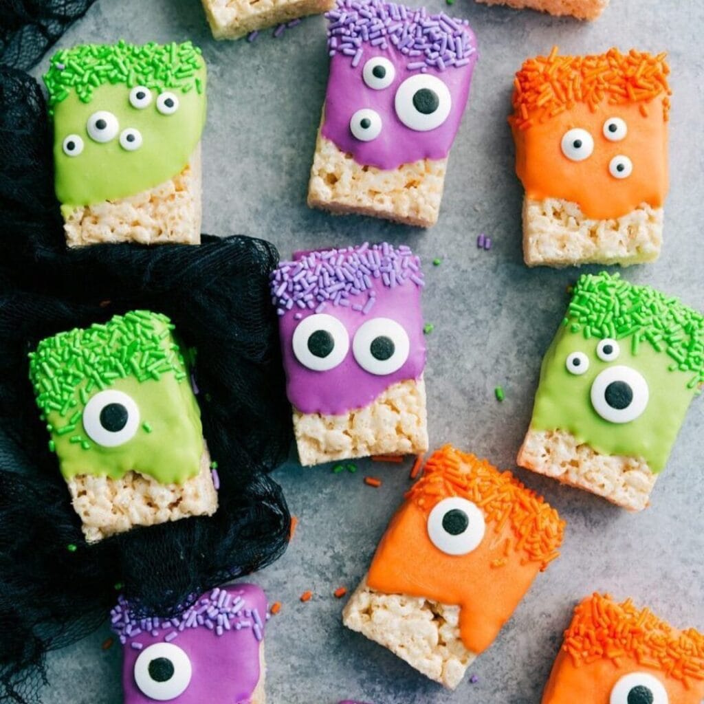 Rice Krispies Treat Monsters -30+ Spooky Halloween Treats Your Kids Will Love