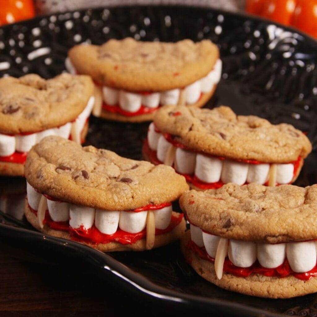 Vampire Teeth Cookies -30+ Spooky Halloween Treats Your Kids Will Love