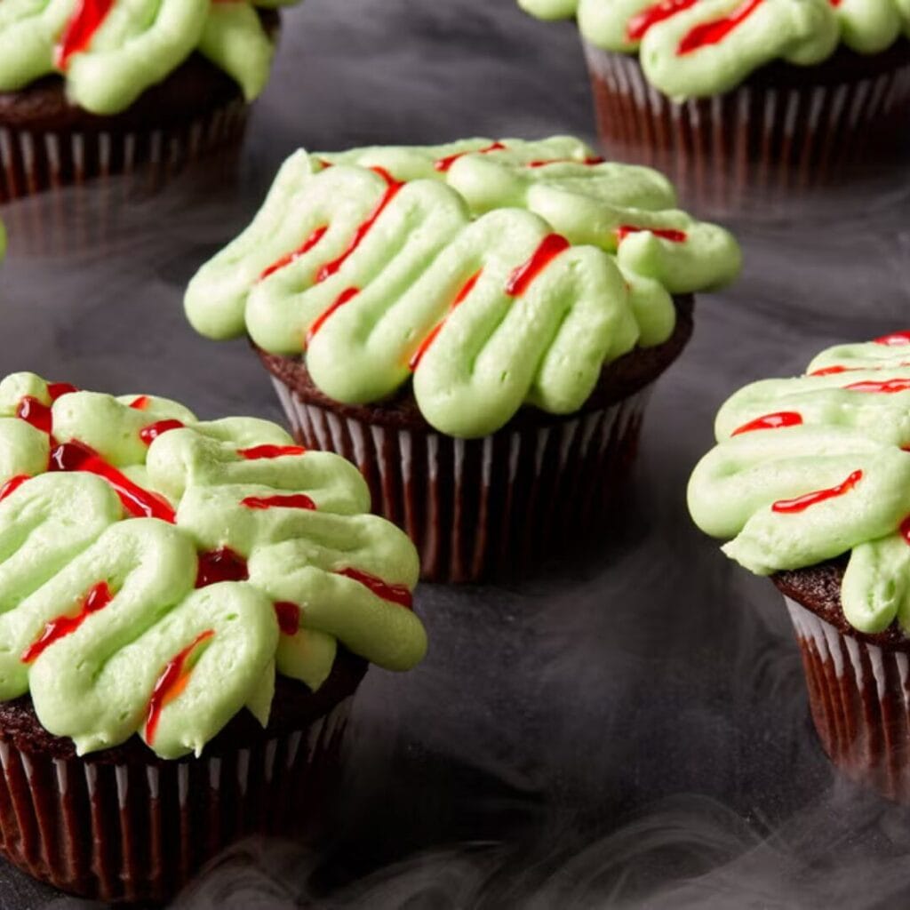 Zombie Brain Cupcakes -30+ Spooky Halloween Treats Your Kids Will Love