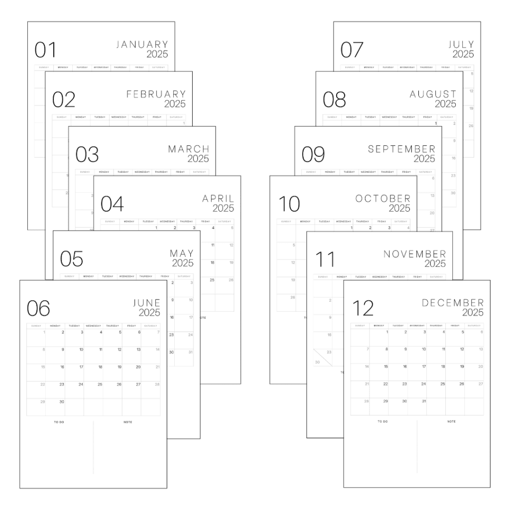 Black and White Simple Minimalist 2025 Year - Free Printable
